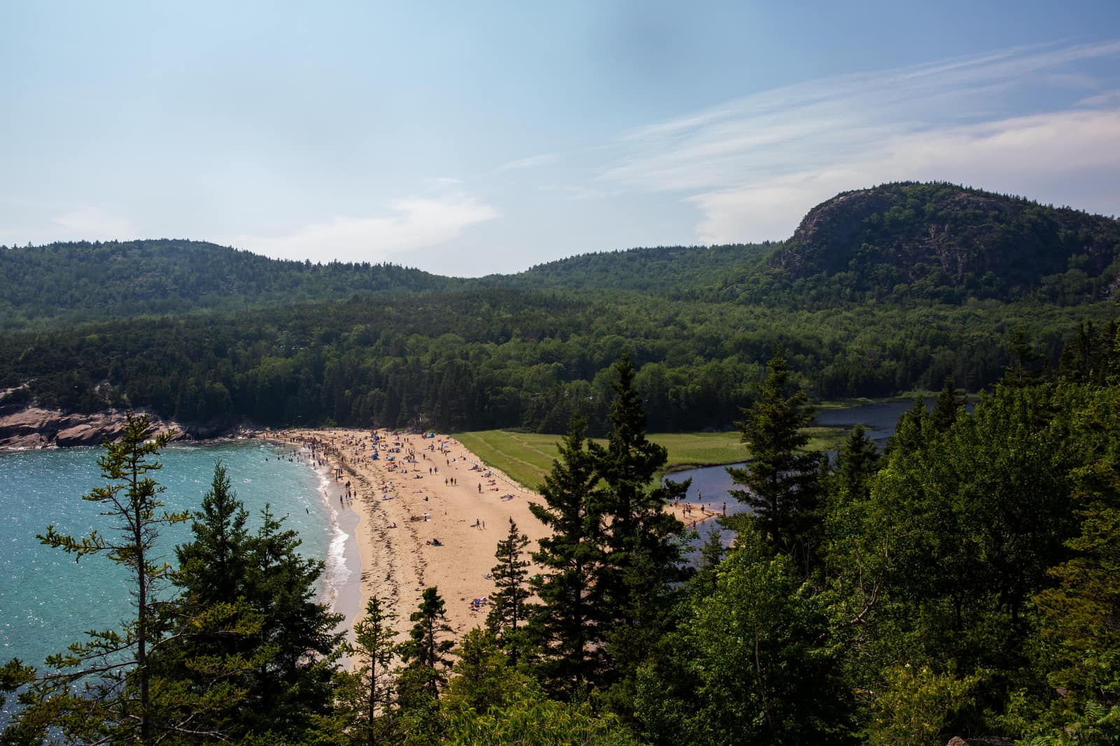 Sand Beach and the Beehive cliff from above on the Ocean Path, Acadia National Park, Maine